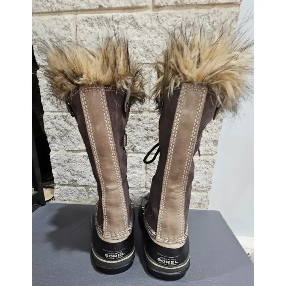 Sorel Joan of Arctic Winter Boots, Faux Fur, Snow Waterproof, Lace, Womens Sz 7